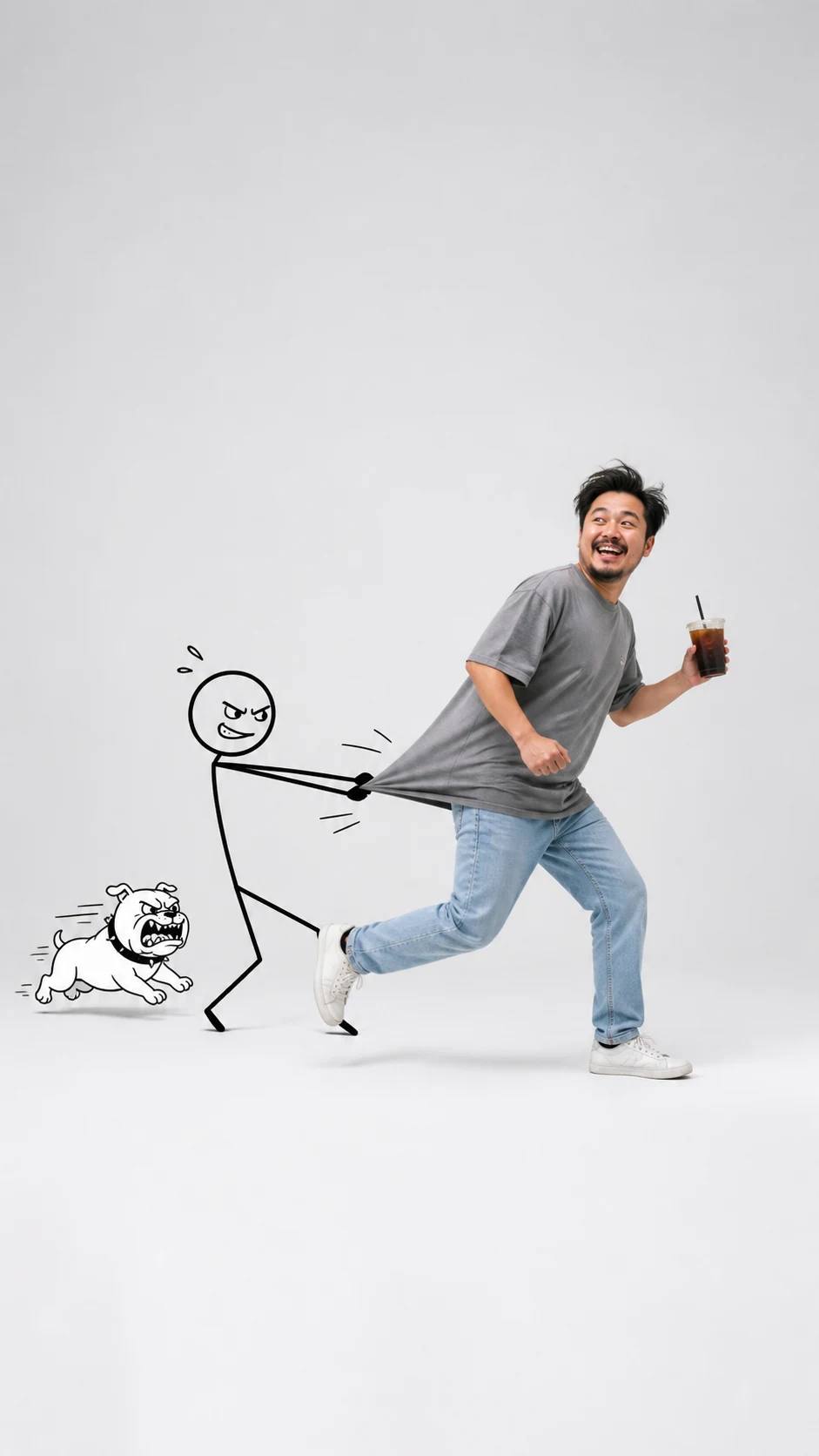 Comedic Doodle Stickman and Dog Chase Photo Prompt, image 3