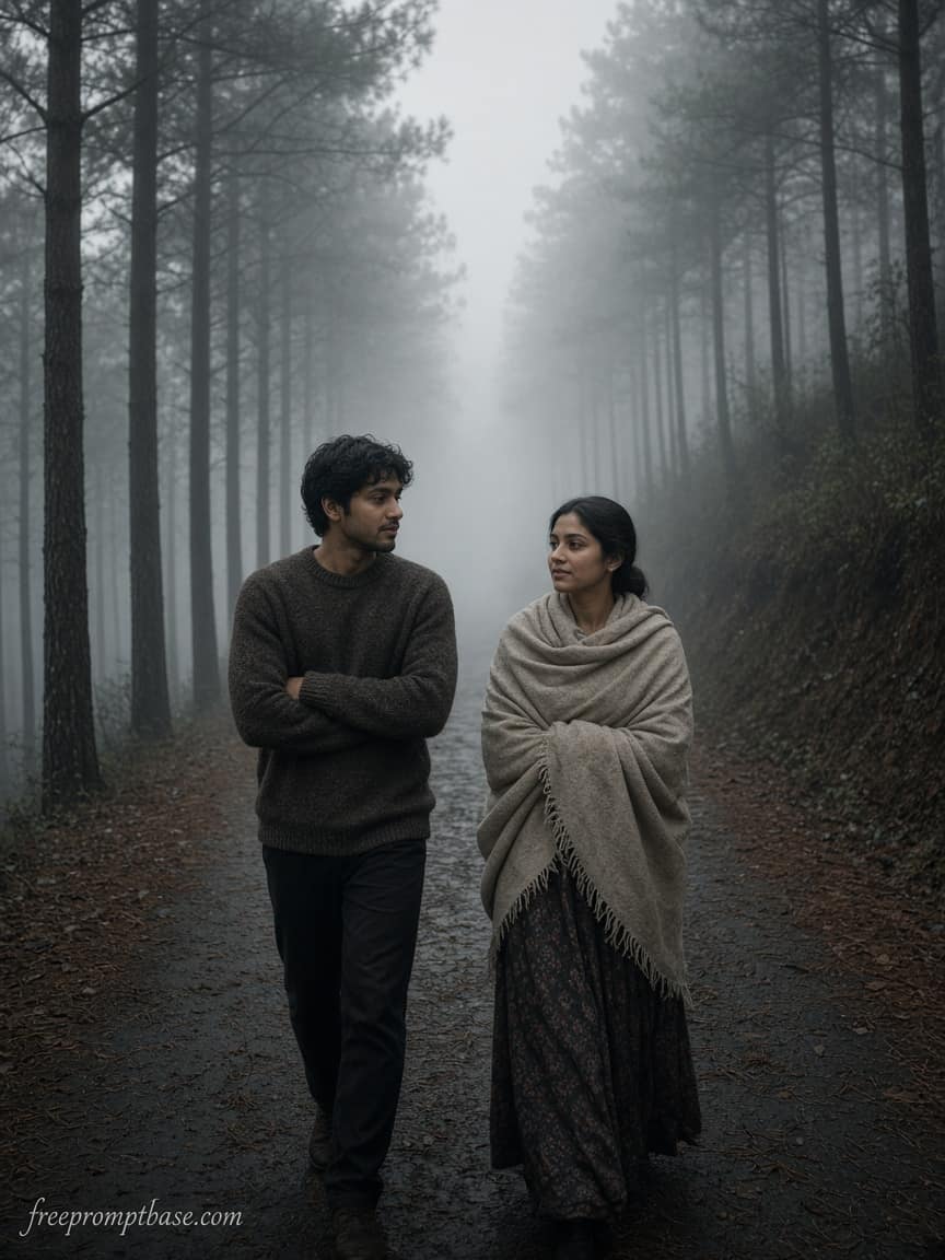 Hill Station Film Grain Gemini Couple Photo Prompt, image 3