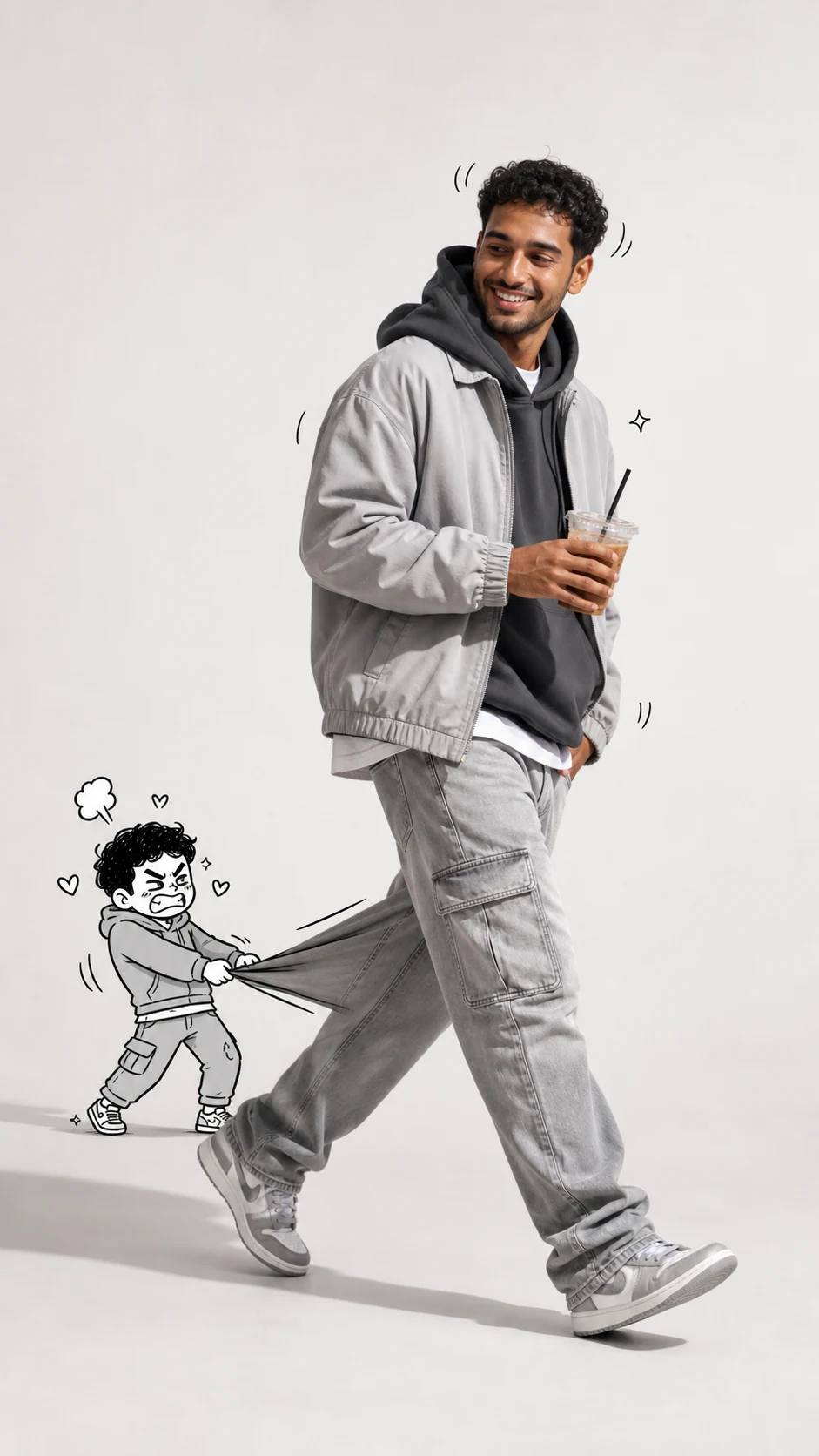 Walking with Mini Doodle Character Photo Prompt, image 4