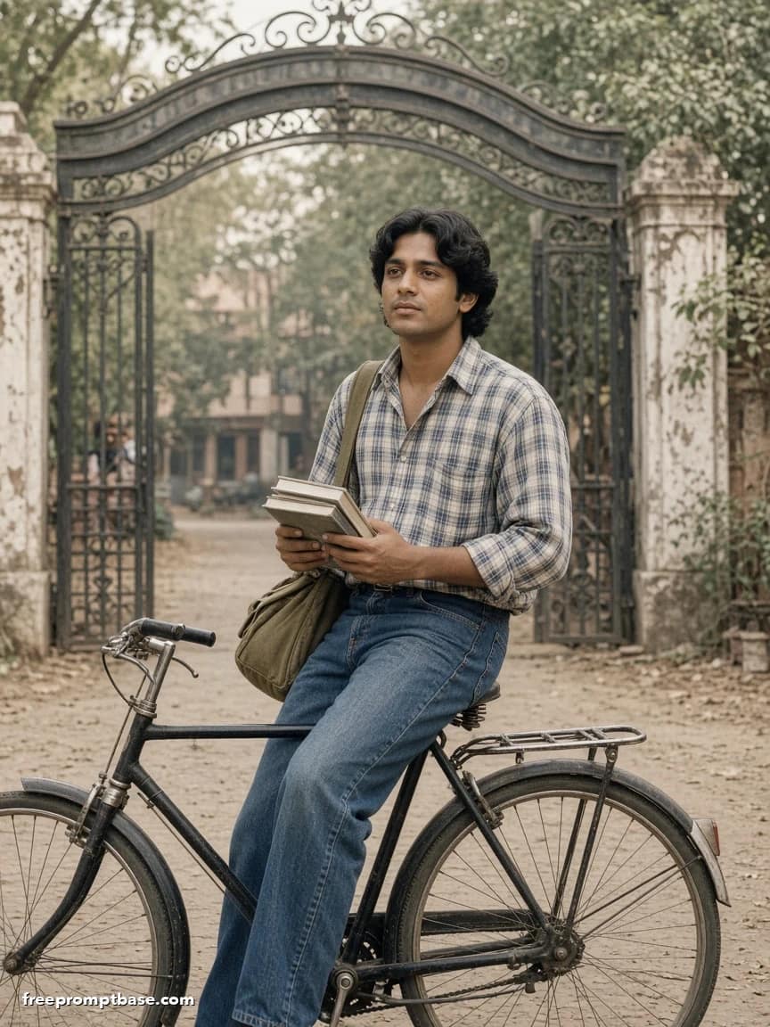 90s Photo Prompt for Men: College Gate Bicycle, image 3