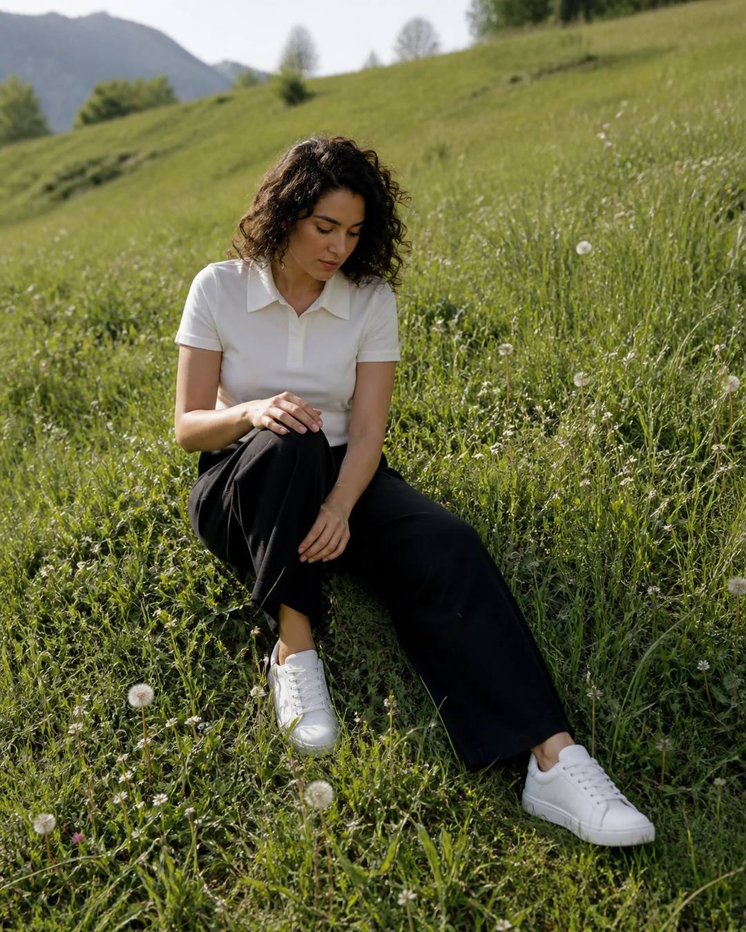Grassy Hillside Wildflowers Portrait Photo Prompt, image 3