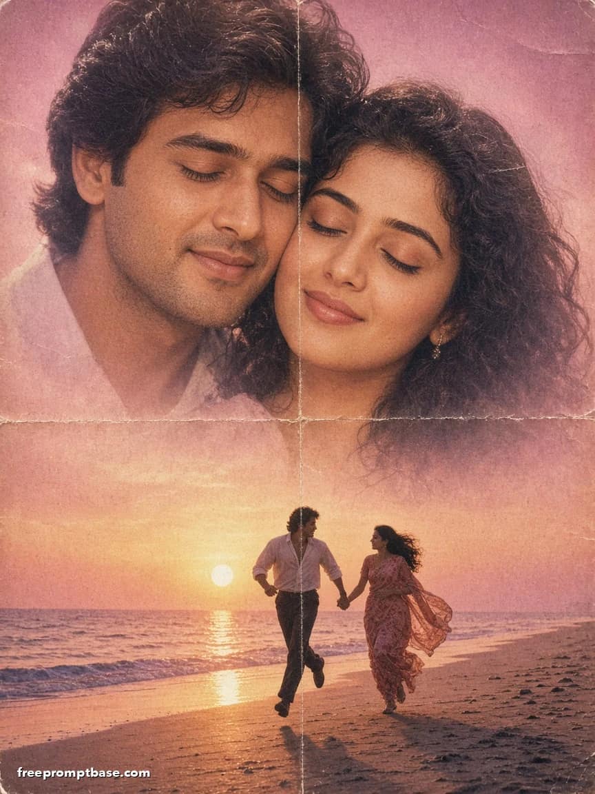 90s Romance Film Poster Couple Prompt for Gemini & ChatGPT, image 2