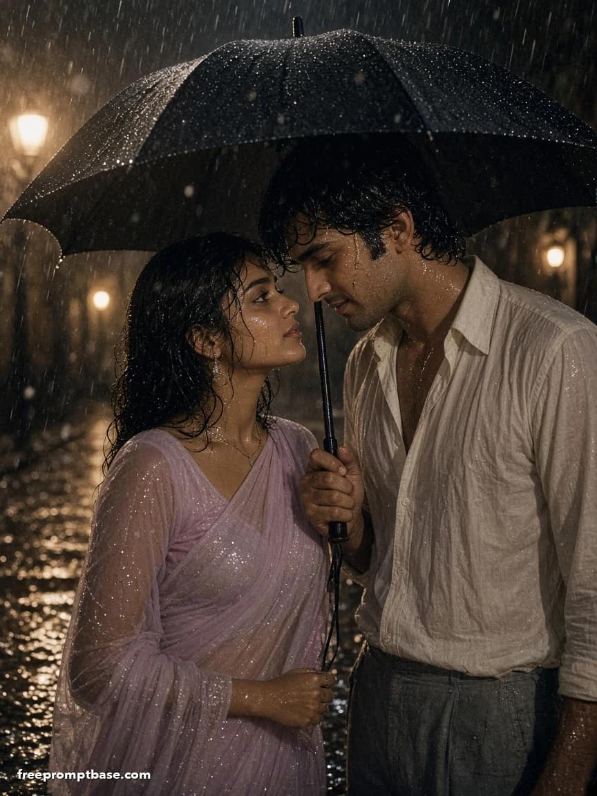 80s Look Prompt Couple: Bollywood Rain Song Photo Still, image 4