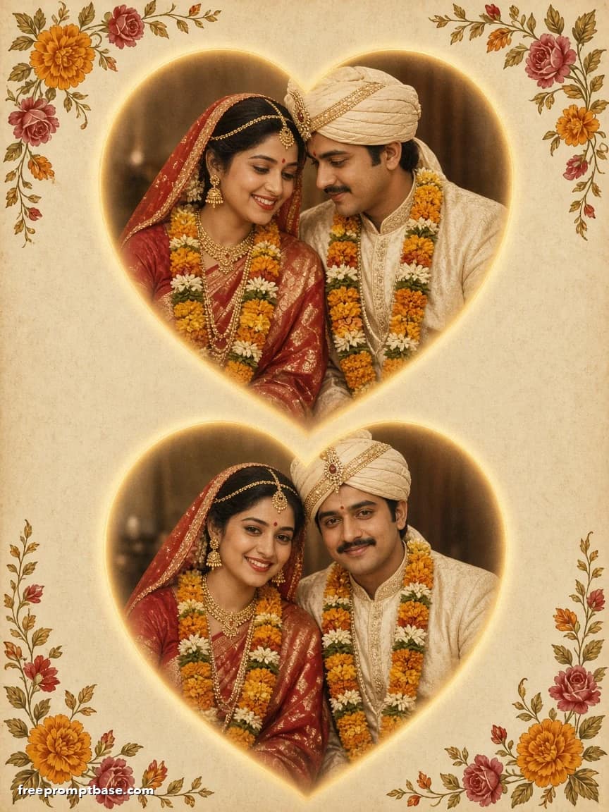 80s Wedding Photo Prompt: Studio Couple Frame, image 4