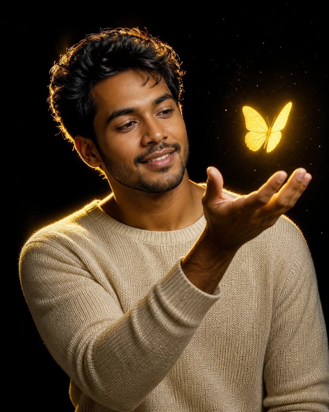 Bright Yellow Butterfly Cinematic Portrait Prompt, image 3