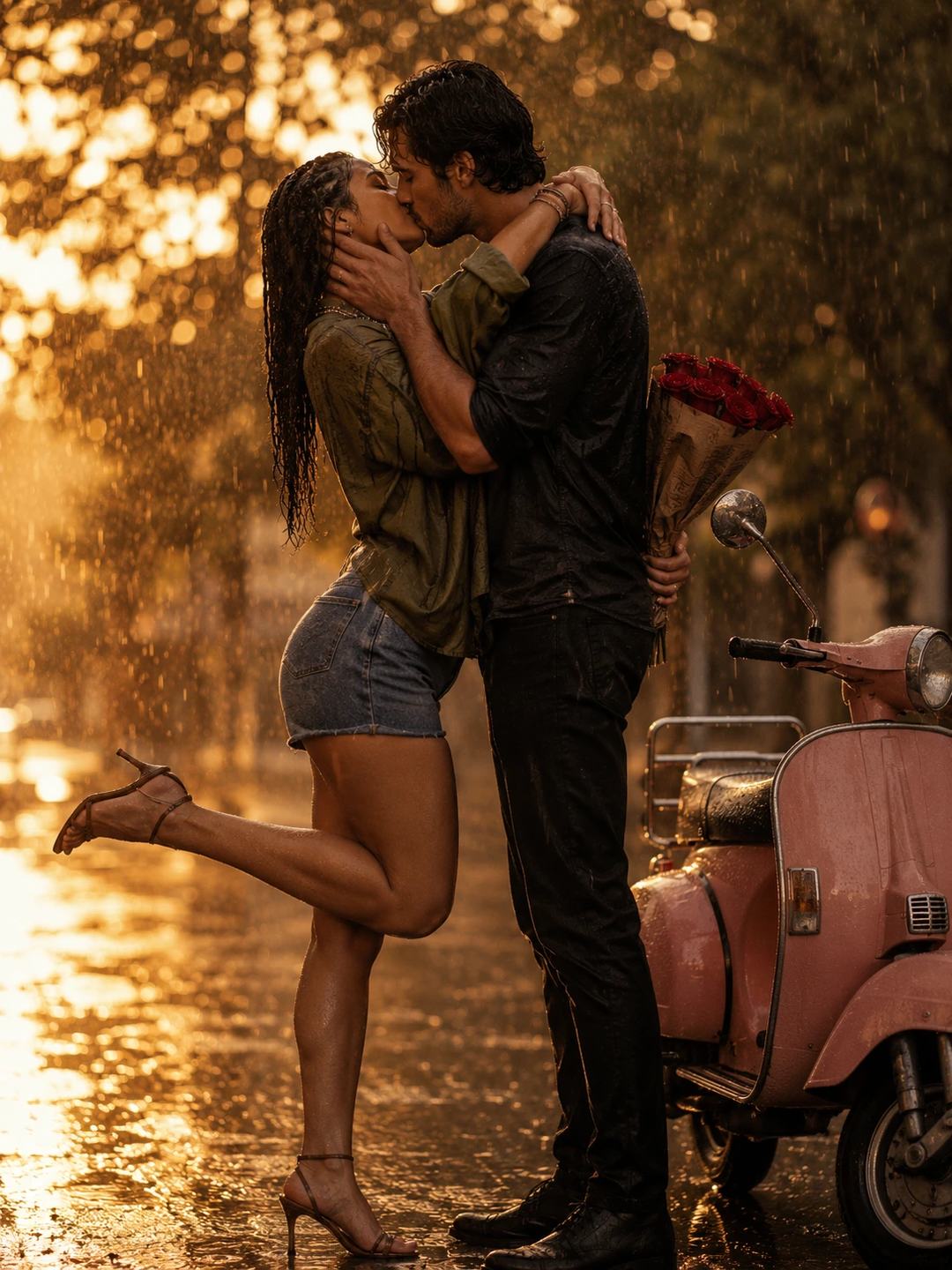 Rain Kiss Couple – Gemini AI Photo Prompt, image 1