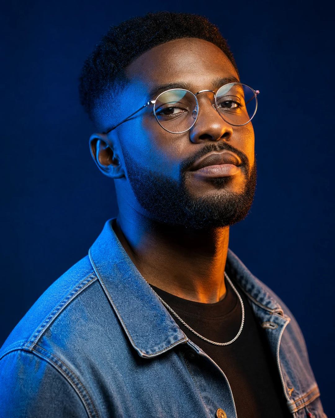 Dual-Color Denim Editorial Portrait AI Image Prompt, image 3