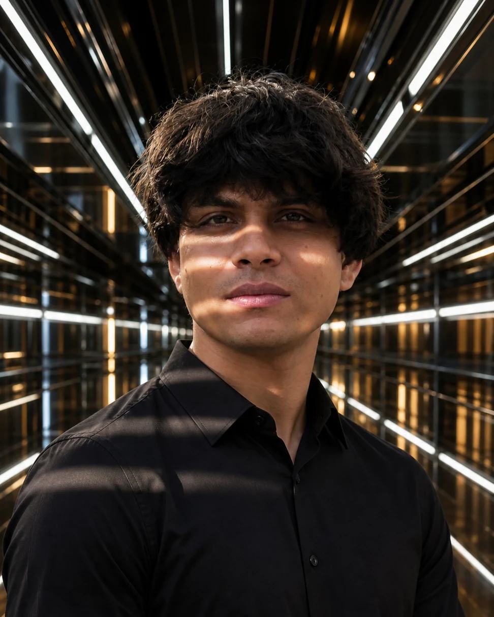 Futuristic Chrome Tunnel Cinematic Portrait Prompt, image 2