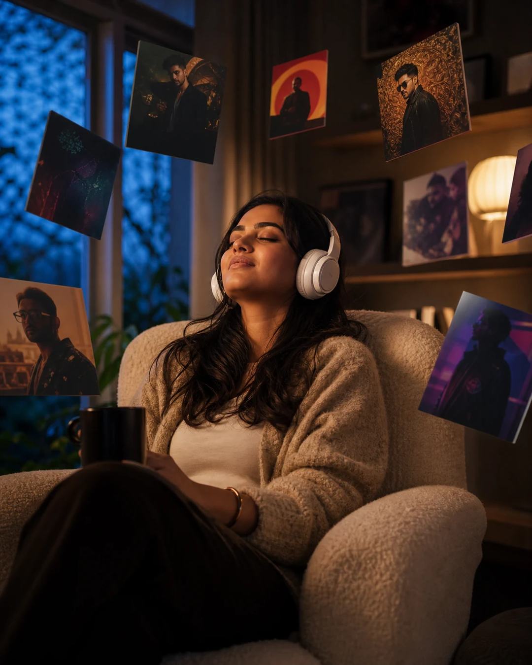 Floating Playlist Cinematic Headphones Photo Prompt — image 3
