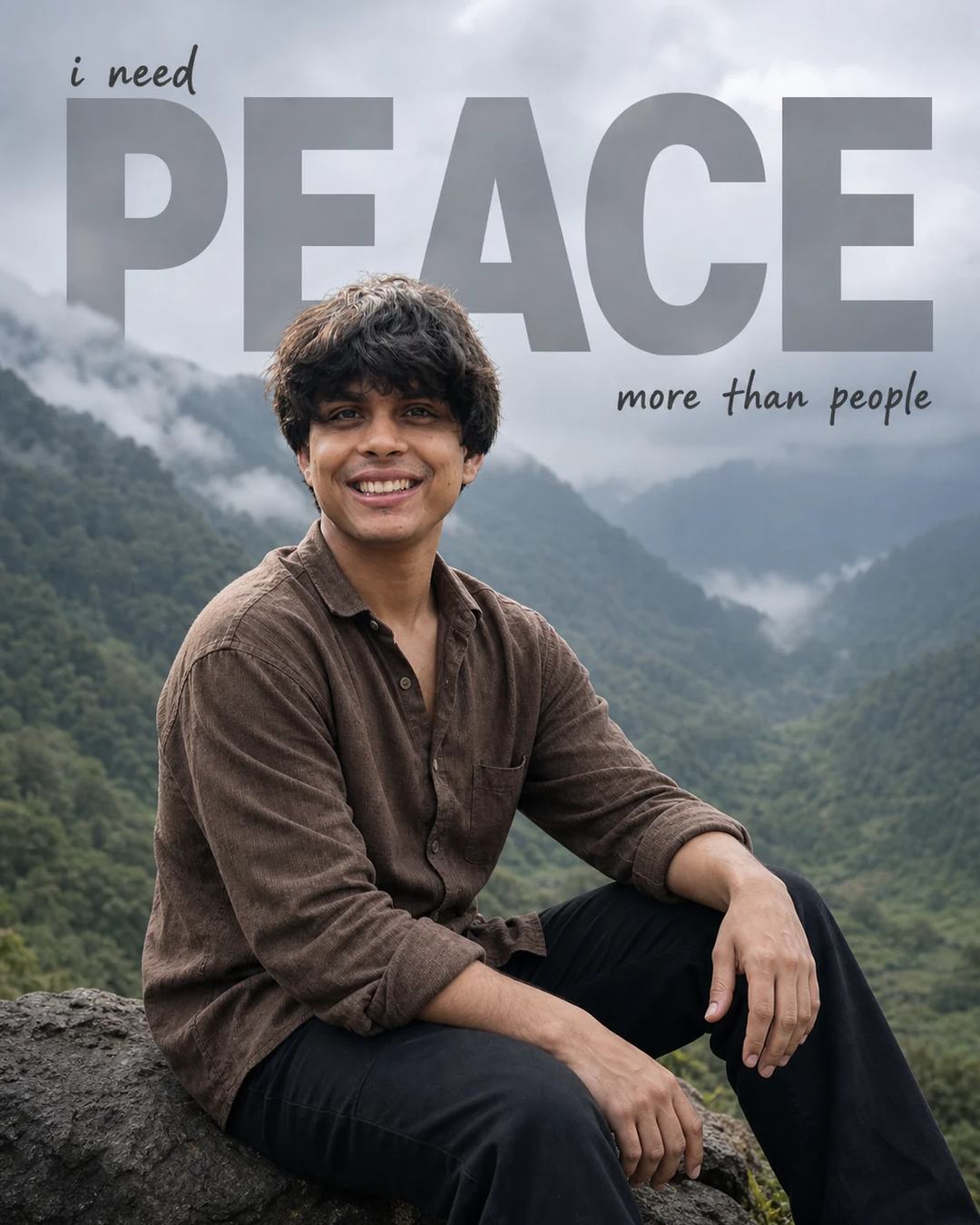 Misty Mountain Valley PEACE Typography Photo Prompt, image 2