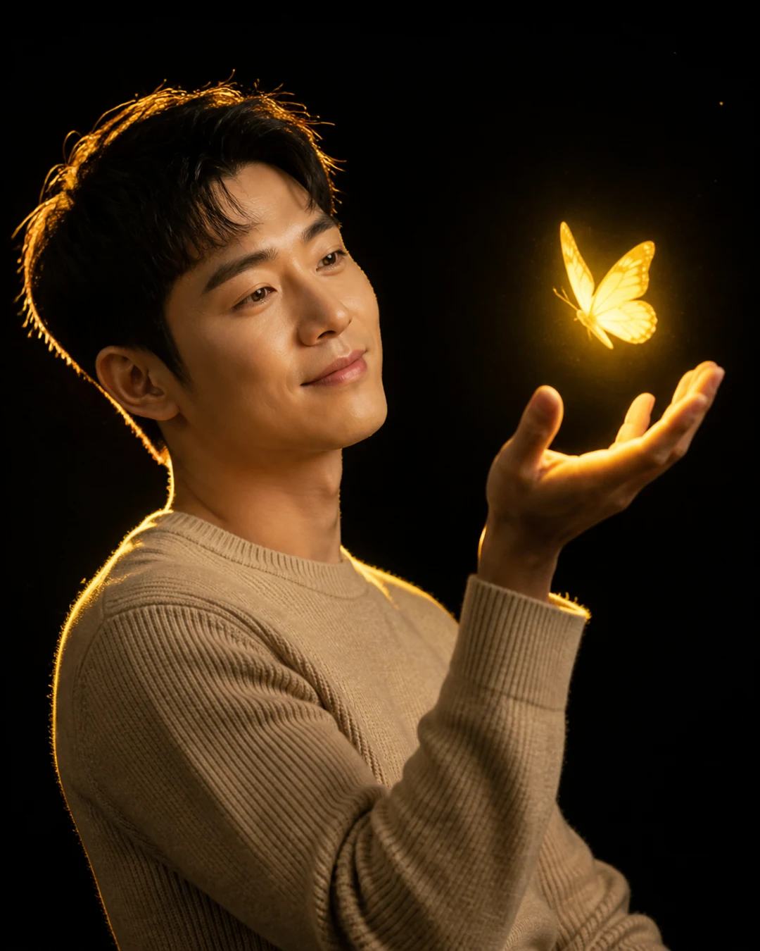 Bright Yellow Butterfly Cinematic Portrait Prompt, image 4