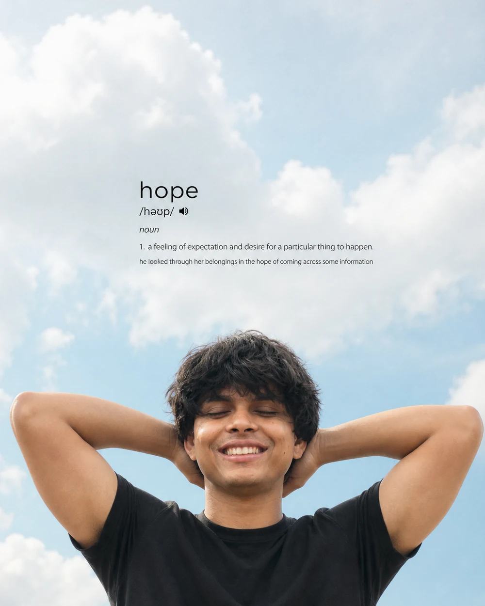 South Indian Man Hope Dictionary Typography Prompt, image 1