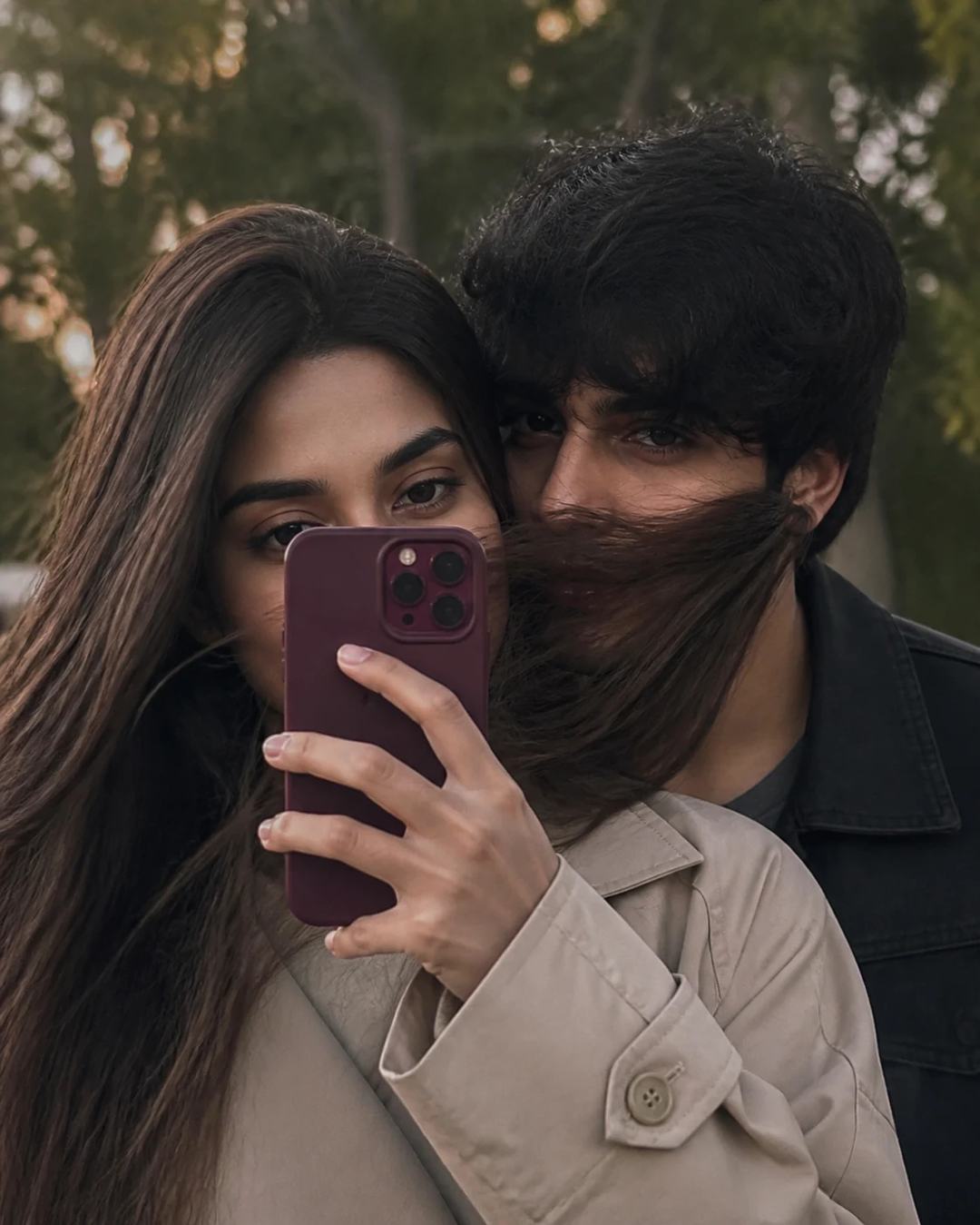 Candid Phone-Obscured Couple Selfie Photo Prompt, image 2