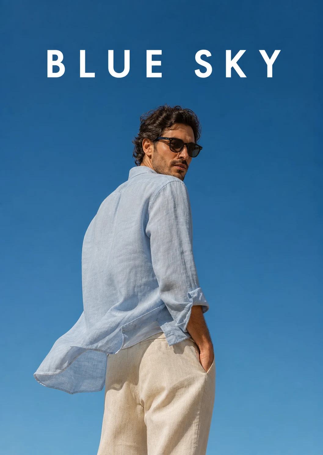 Minimal Blue-Sky Luxury Editorial Portrait Prompt, image 1