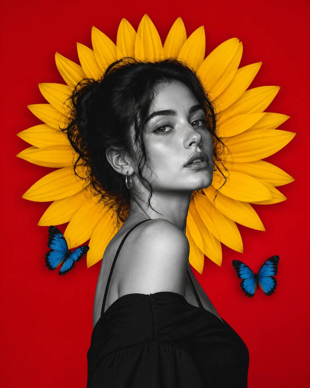 Colorful Sunflower Halo Editorial Poster Prompt, image 2