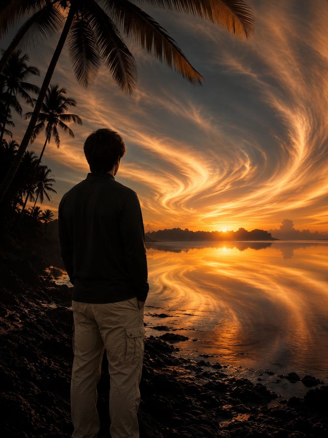 Tropical Shore Silhouette – Gemini AI Photo Prompt, image 1