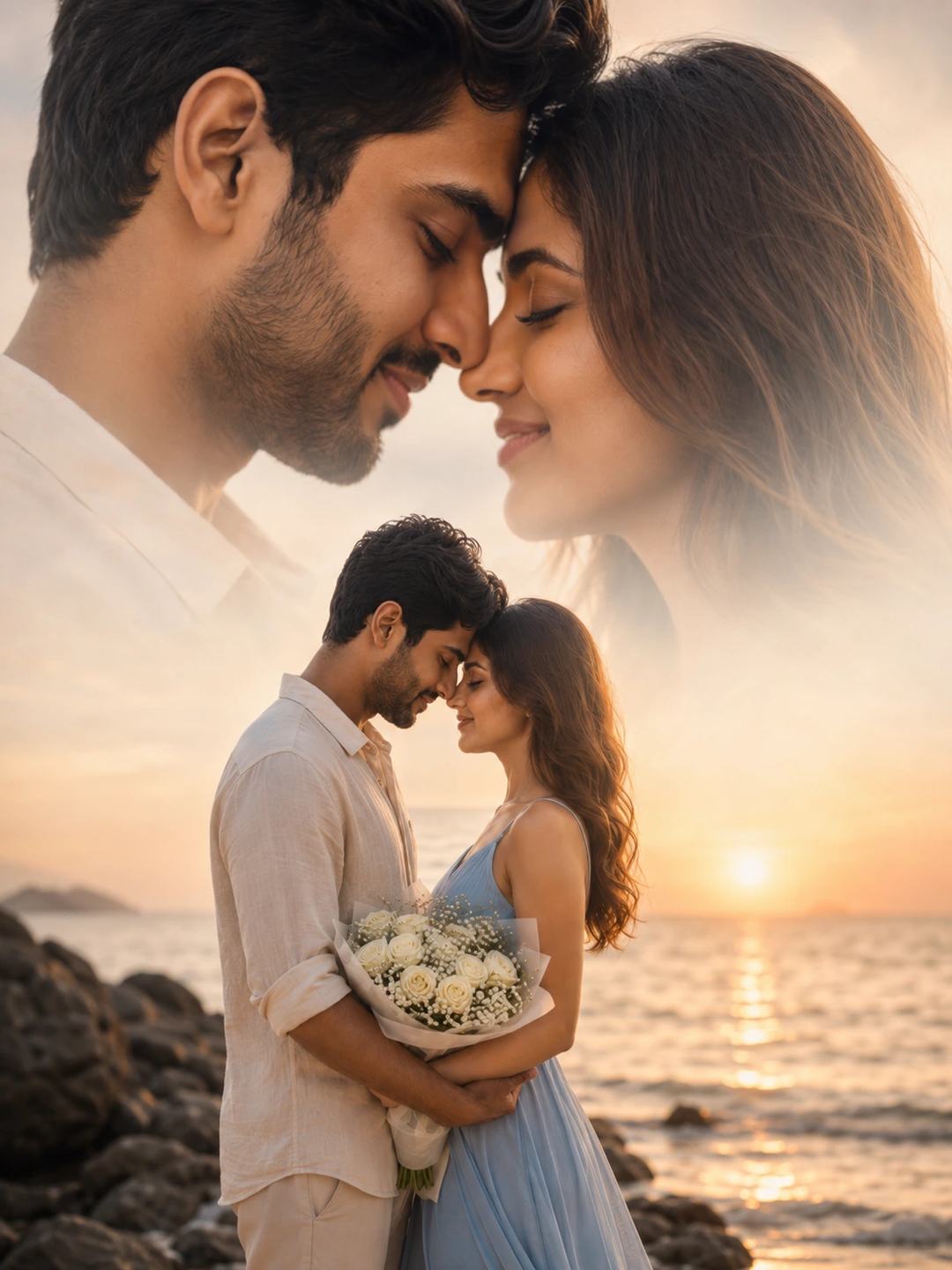 Double Exposure Beach Couple – Gemini AI Photo Prompt — image 3