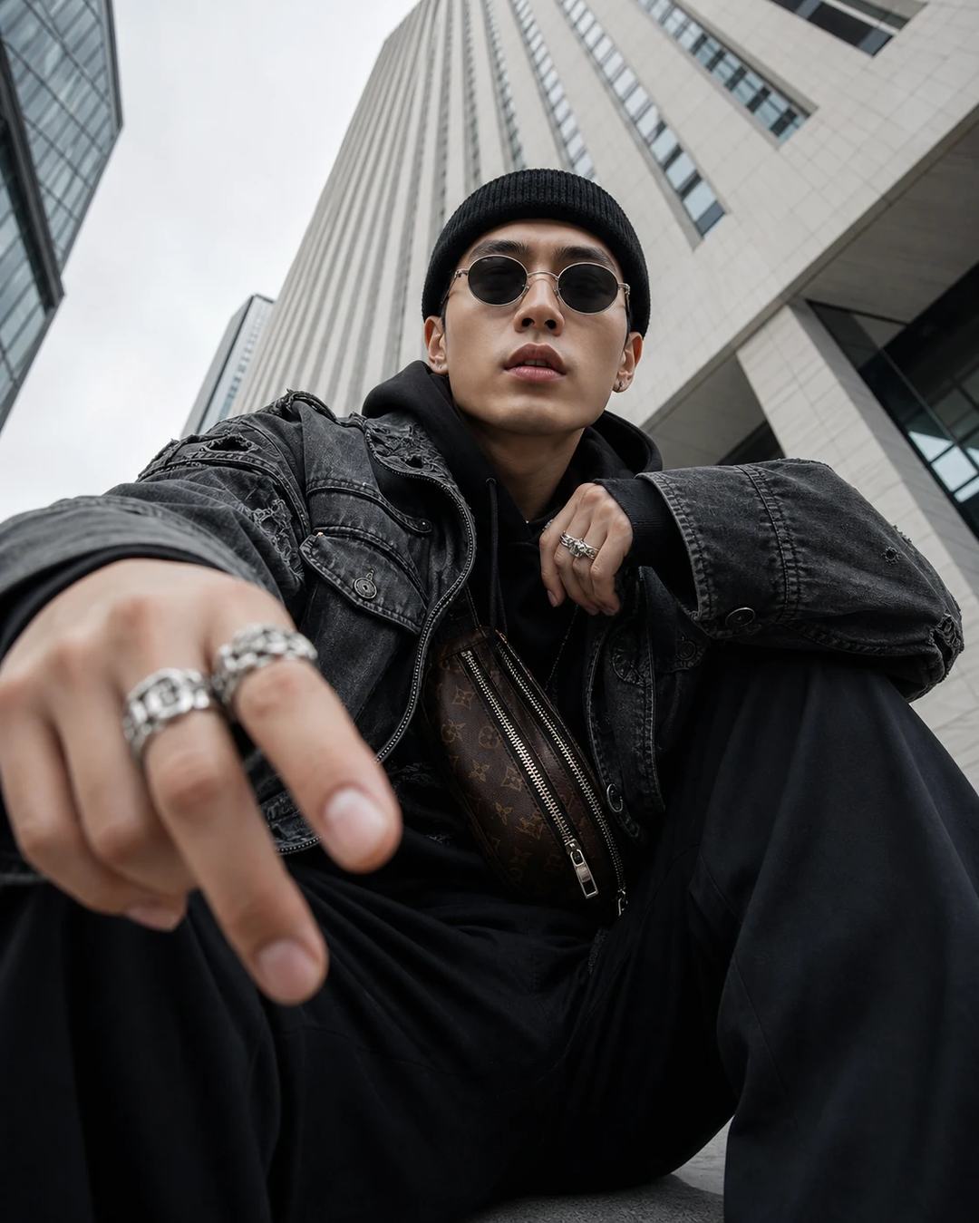 Urban Monochrome Low Angle Streetwear Photo Prompt — image 4