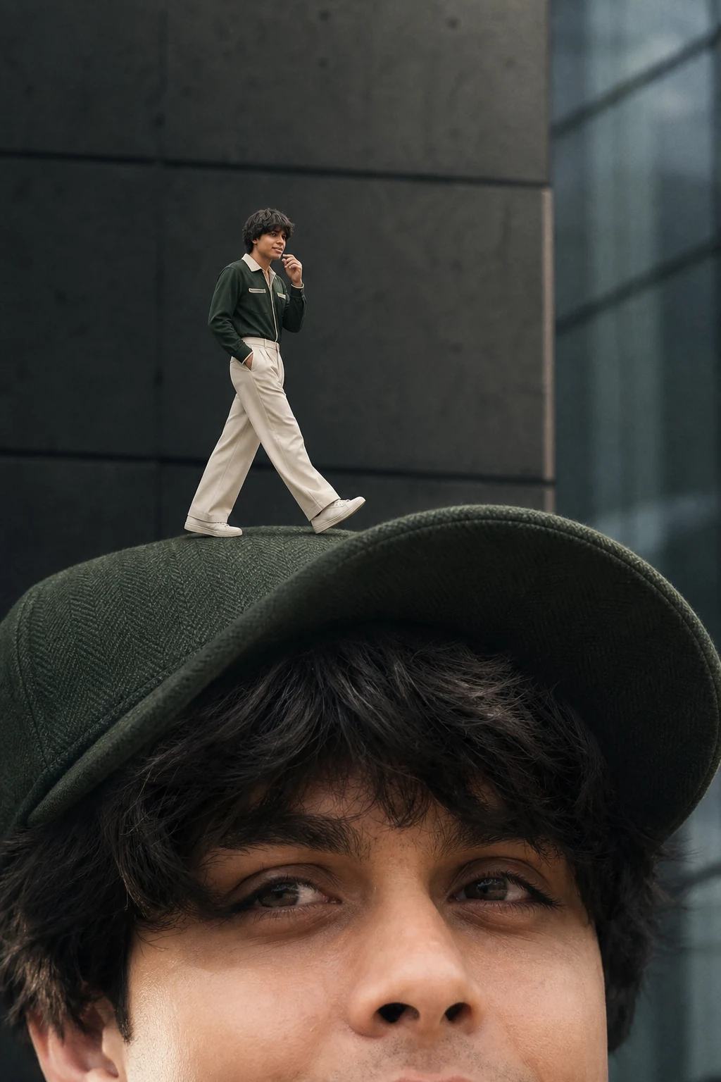 Giant Nike Cap Forced-Perspective Fashion Prompt, image 2