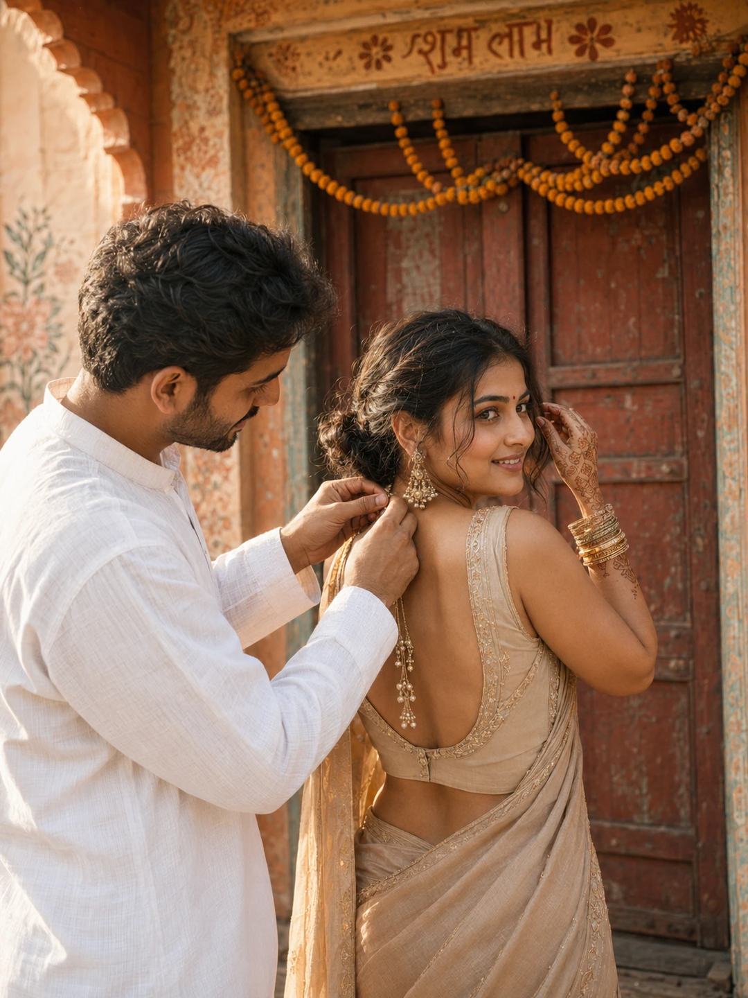 Haveli Door Couple – Gemini AI Photo Prompt — image 1