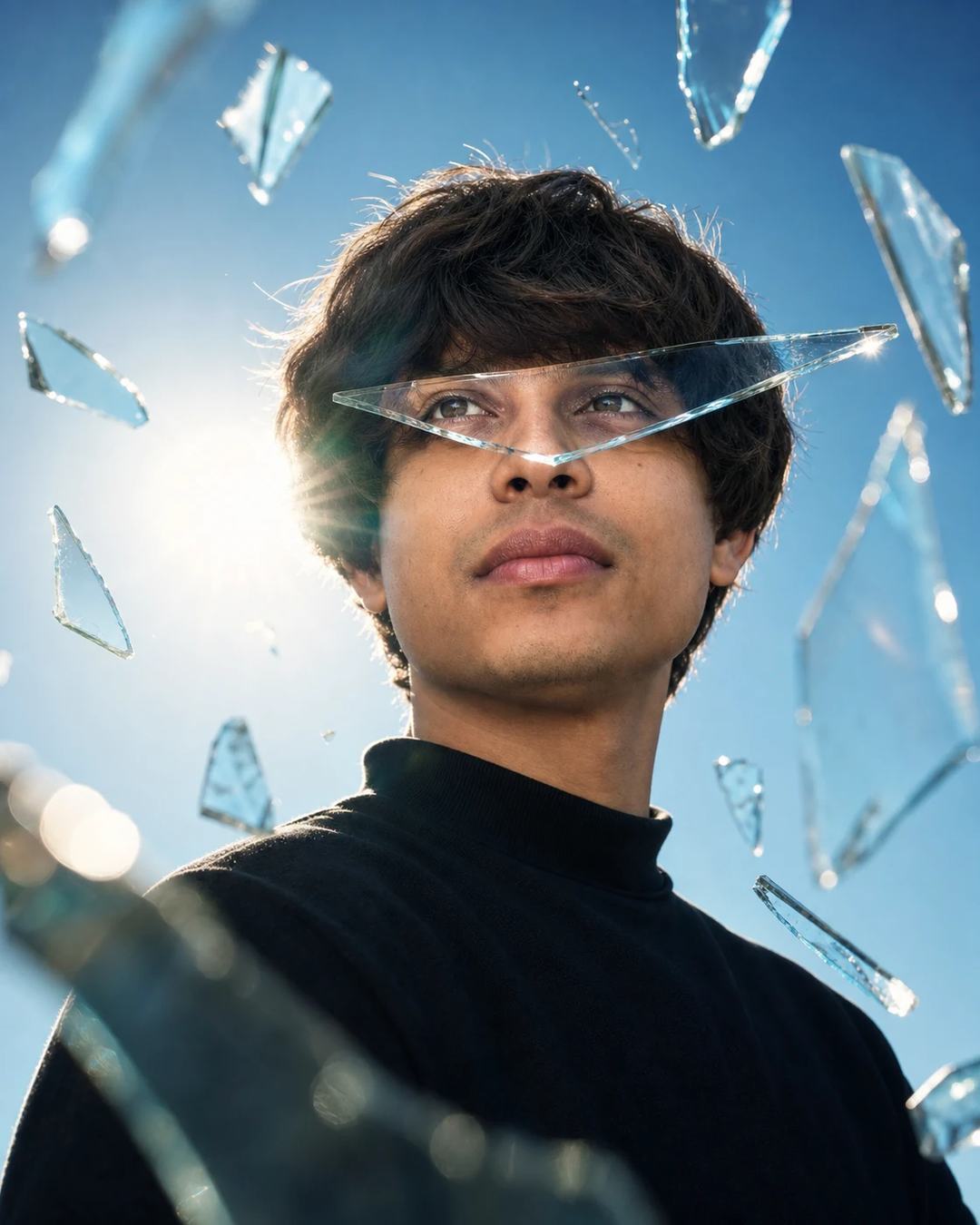 Cinematic Shattered Glass Sky Portrait Prompt, image 2
