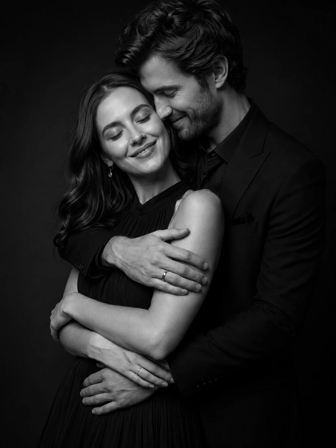 Black & White Couple Portrait – Gemini AI Photo Prompt, image 3