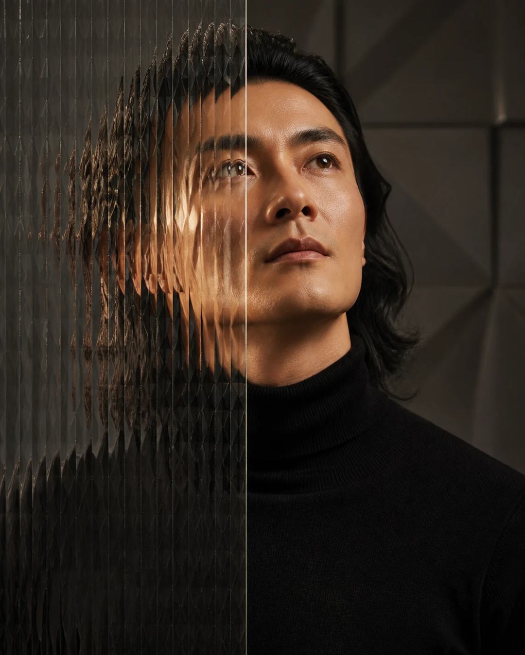 Split Glass Cinematic Editorial Portrait Prompt, image 4