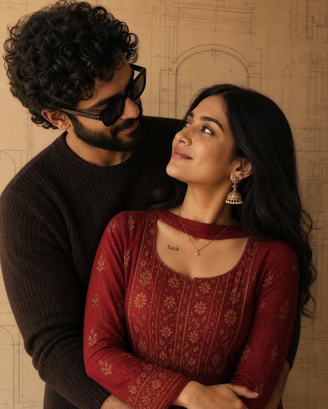 Intimate Romantic Couple Editorial Portrait Prompt, image 3