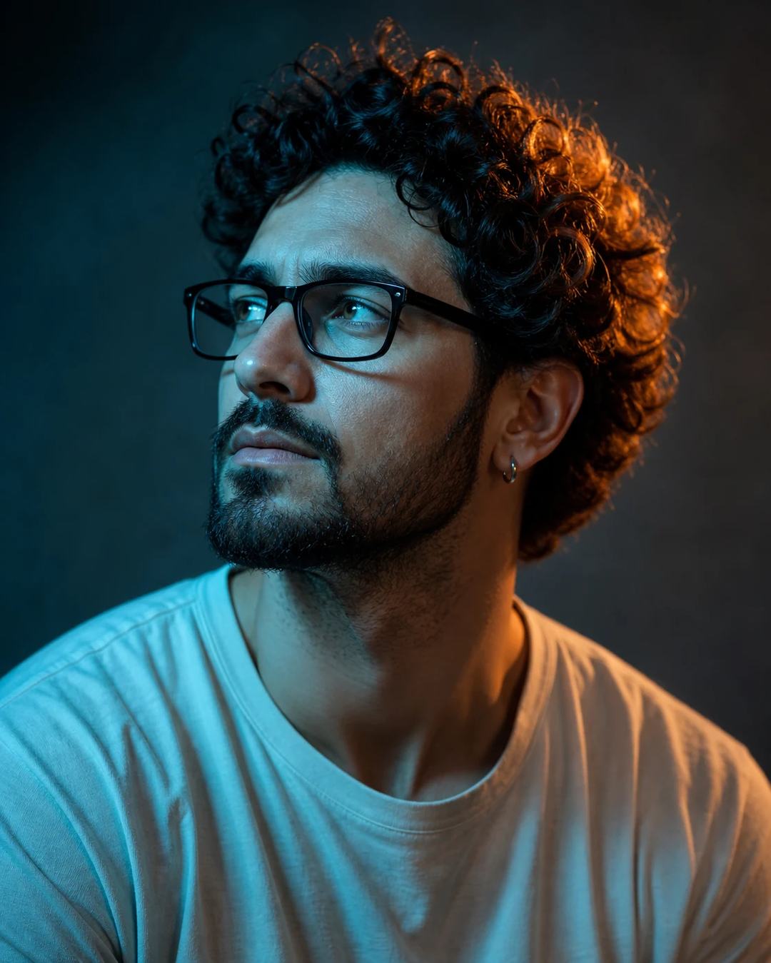 Teal and Orange Cinematic Studio Portrait Prompt, image 4
