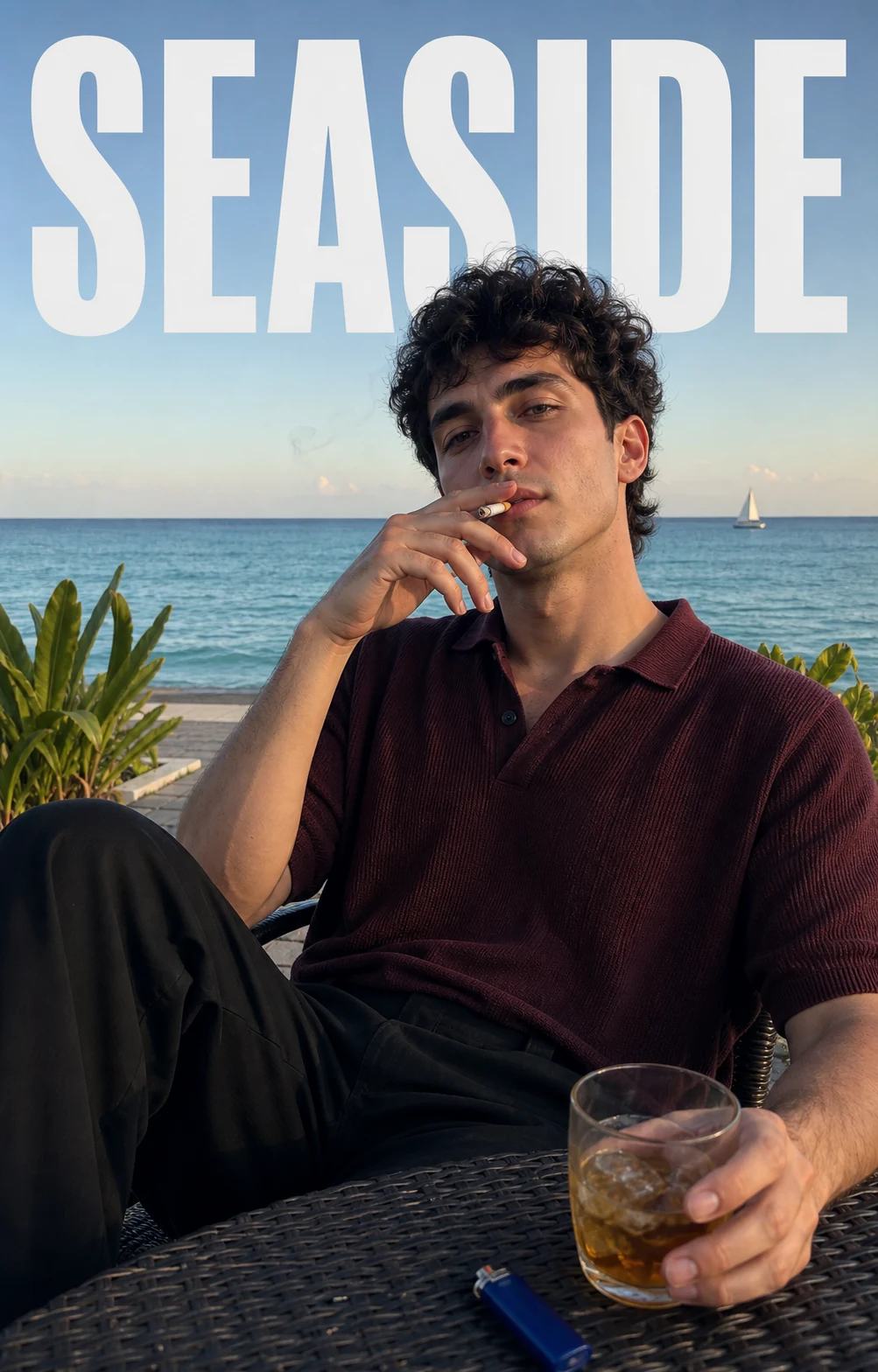 Candid Seaside Café Lifestyle Portrait Prompt, image 1