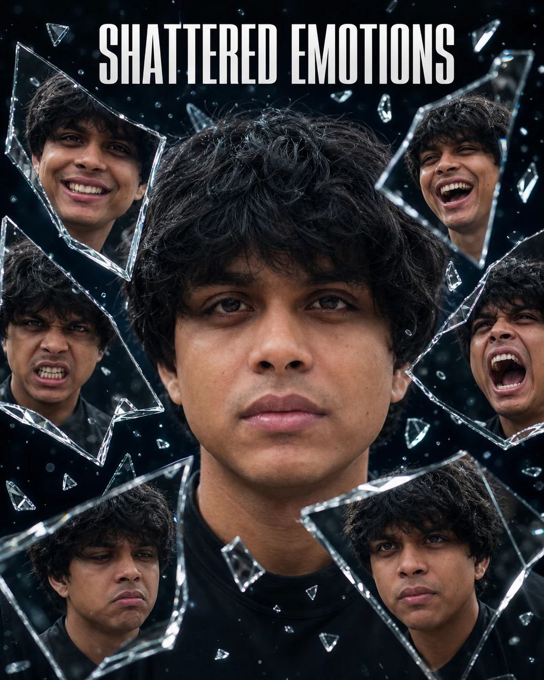 Shattered Mirror Emotion Portrait AI Photo Prompt, image 1