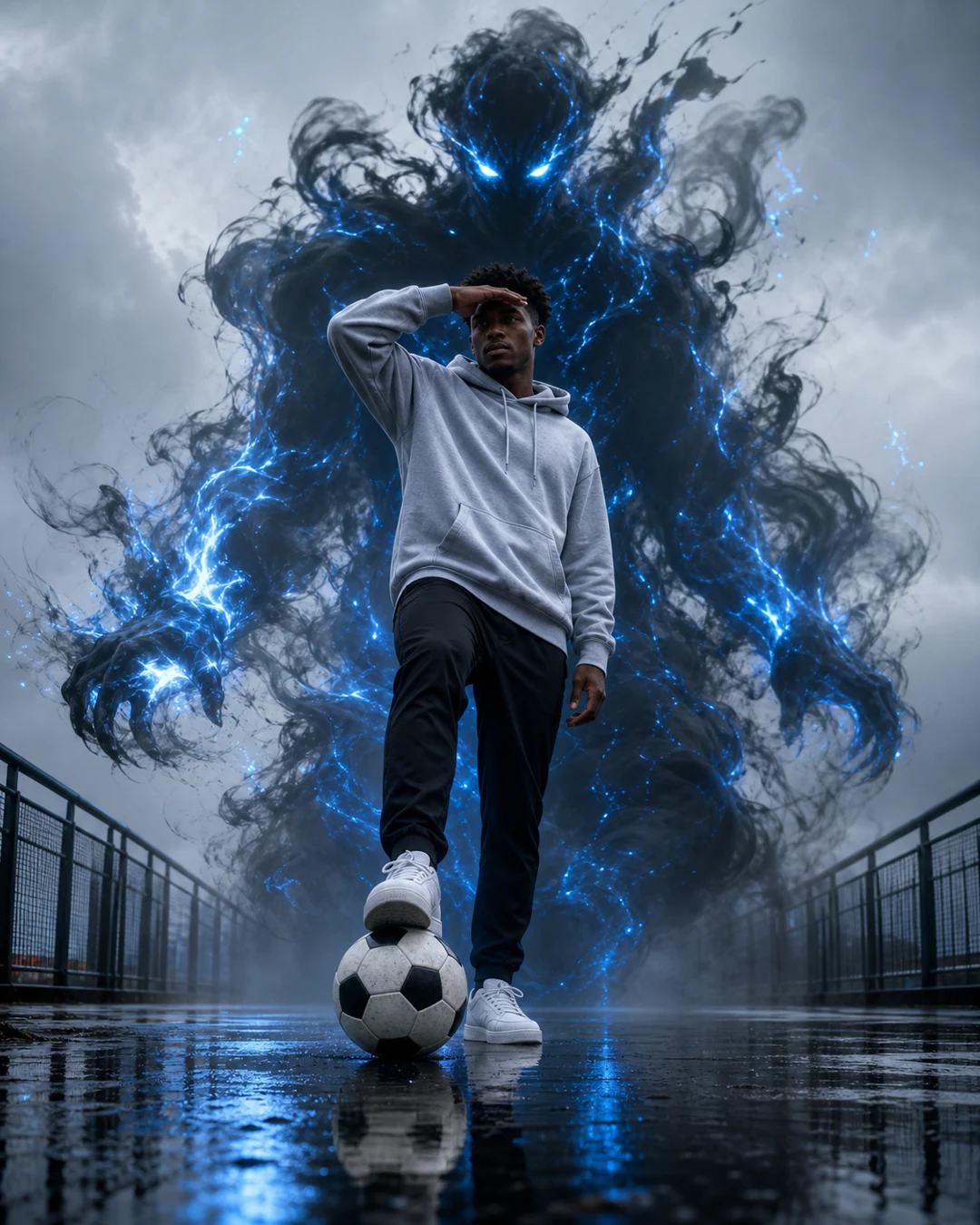 Blue Soccer Spirit Cinematic Sports Fantasy Prompt, image 3