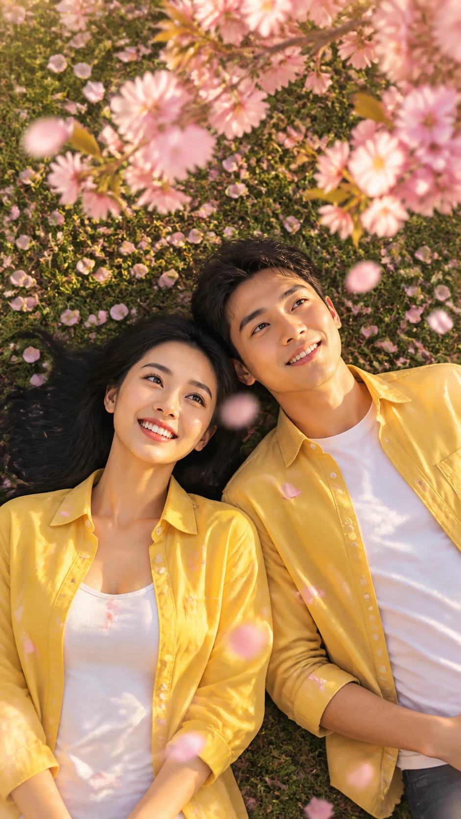 Dreamy Cherry Blossom Picnic Couple Photo Prompt, image 3