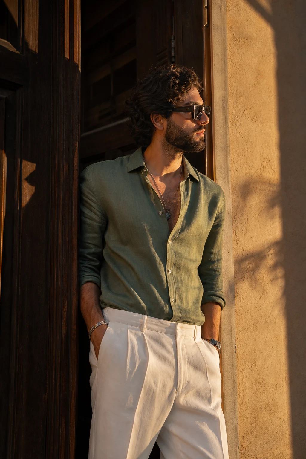 Golden Hour Doorframe Fashion Portrait Prompt, image 4