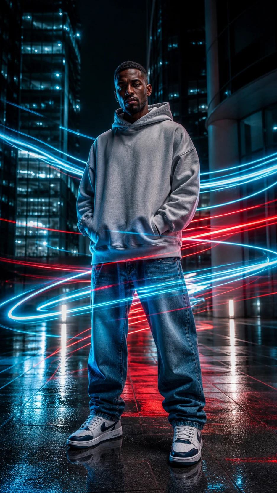 Cyberpunk Night City Light Trails Fashion Photo Prompt, image 3