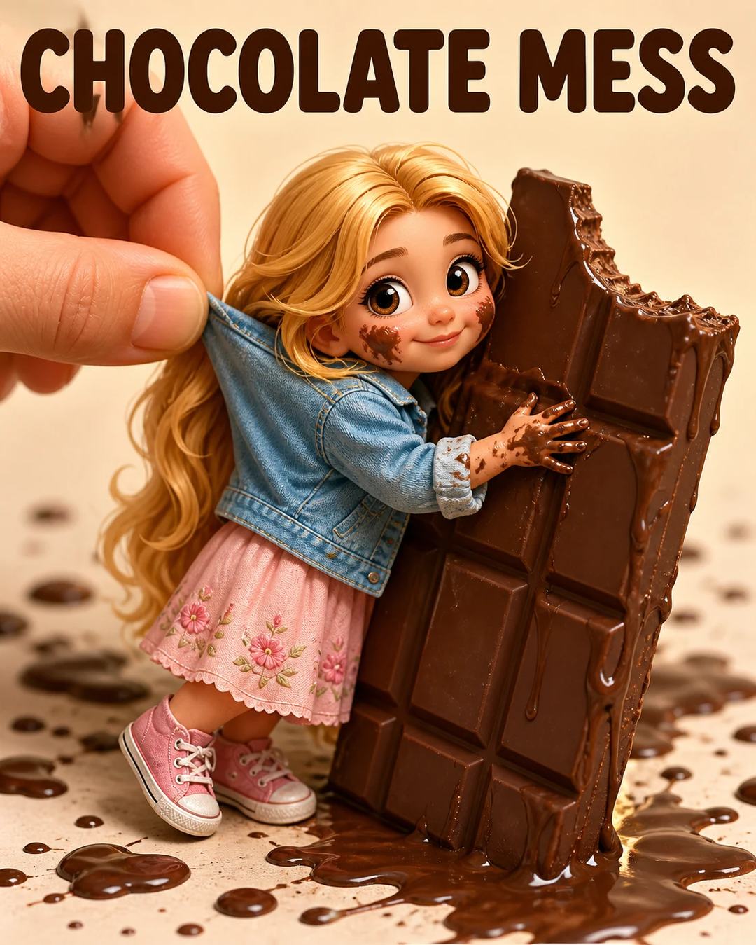 Miniature Chocolate Figurine Macro Photo Prompt, image 1