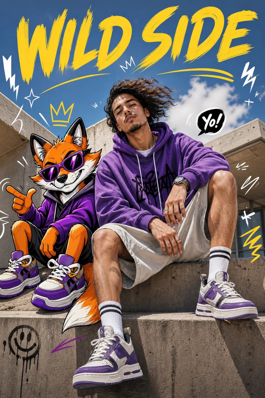 Streetwear Cartoon Animal Companion Photo Prompt, image 1