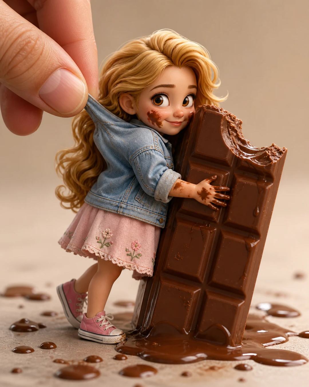 Miniature Chocolate Figurine Macro Photo Prompt, image 2