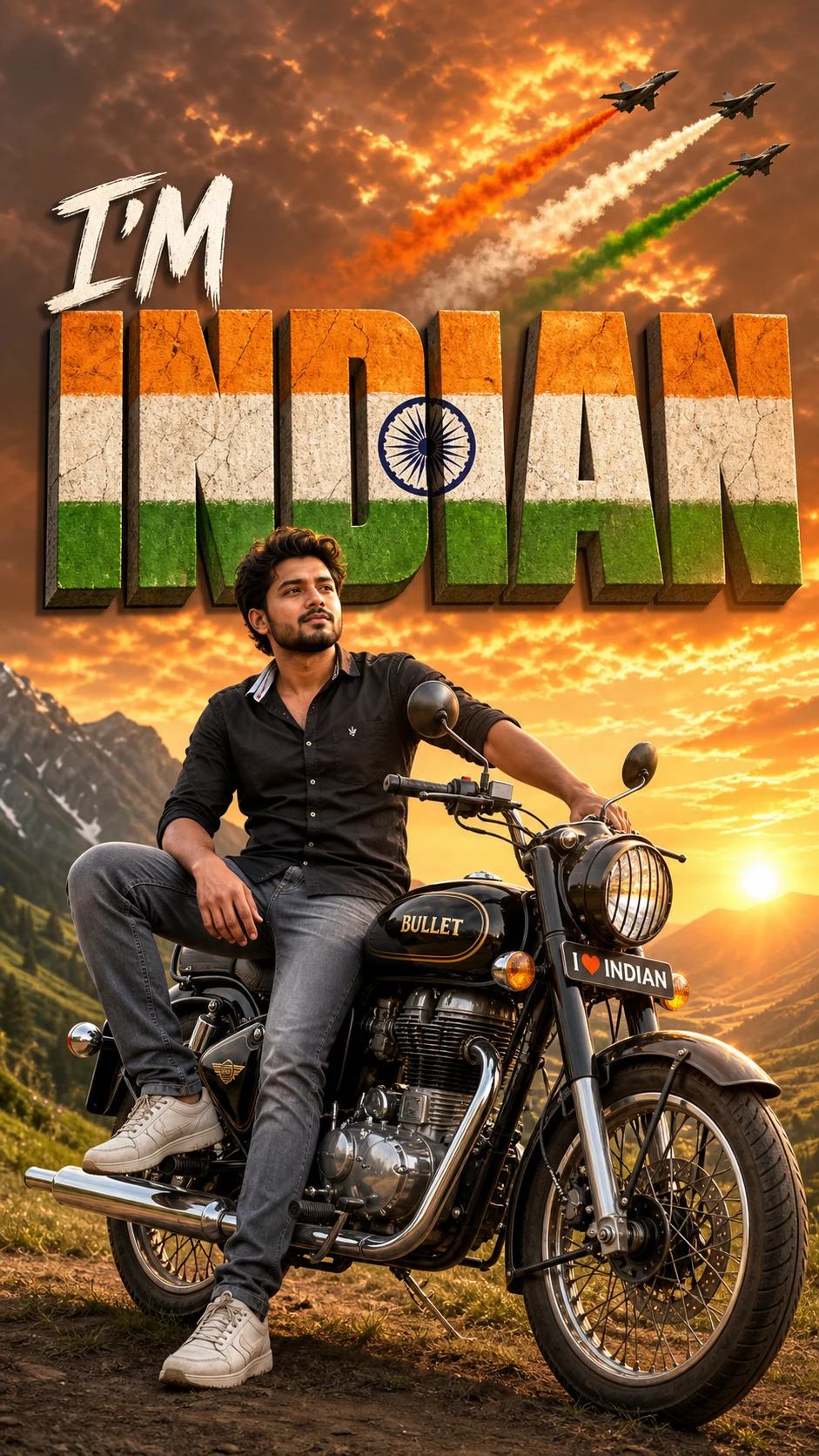 Patriotic Indian Motorcycle Poster AI Image Prompt, image 2
