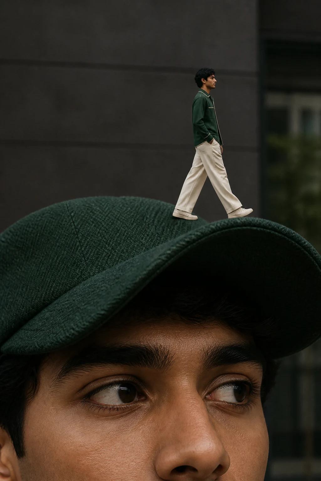 Giant Nike Cap Forced-Perspective Fashion Prompt, image 3