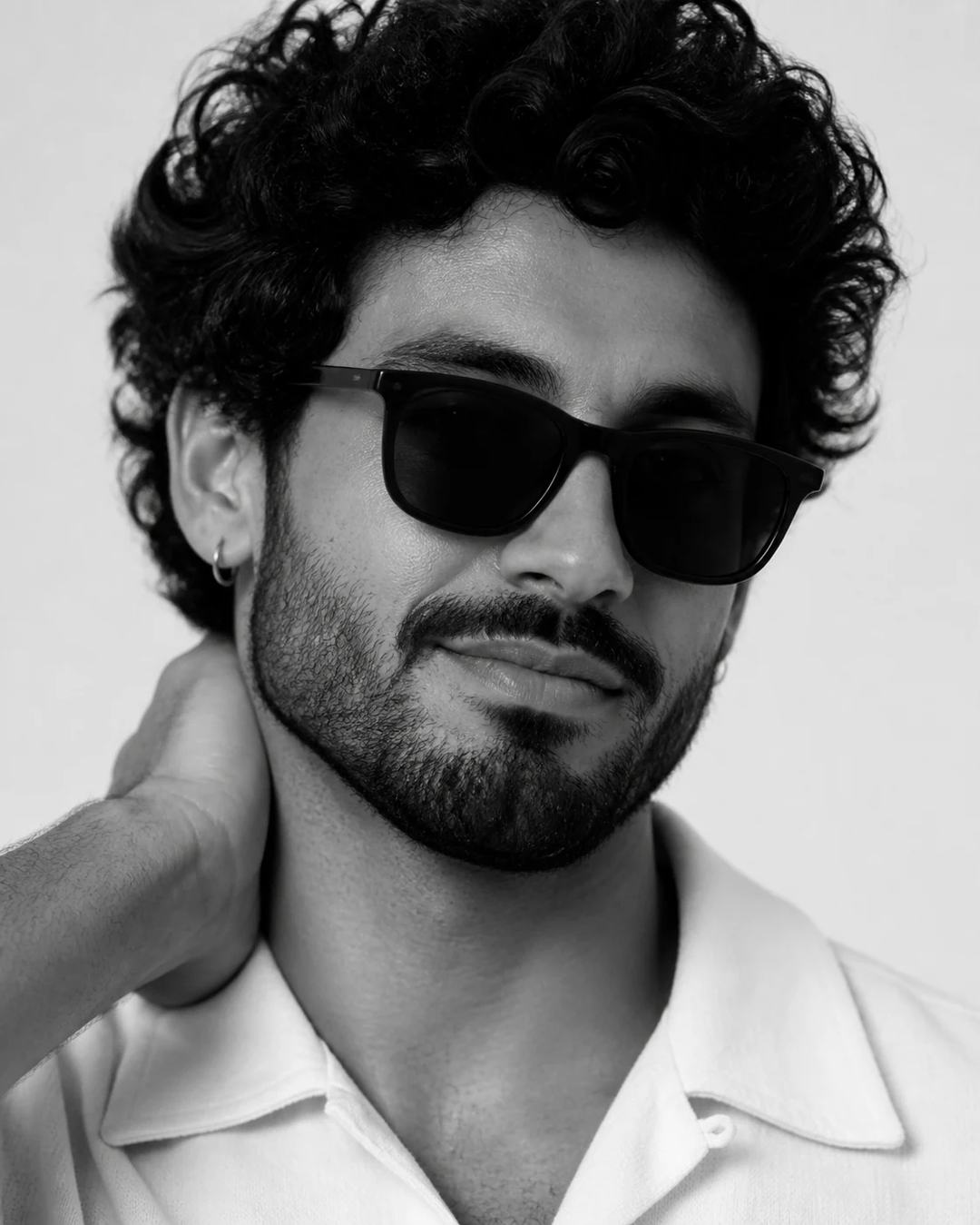 Black and White Curly Hair Close-Up Portrait Prompt, image 2