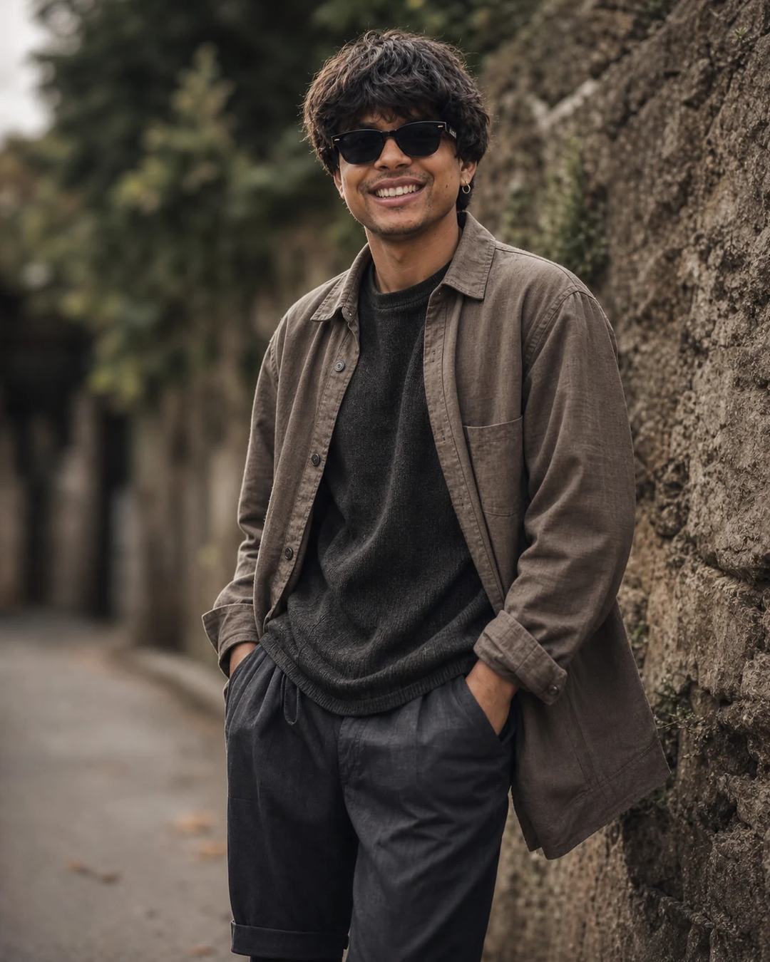 Cinematic Outdoor Curly Hair Sunglasses Photo Prompt, image 2