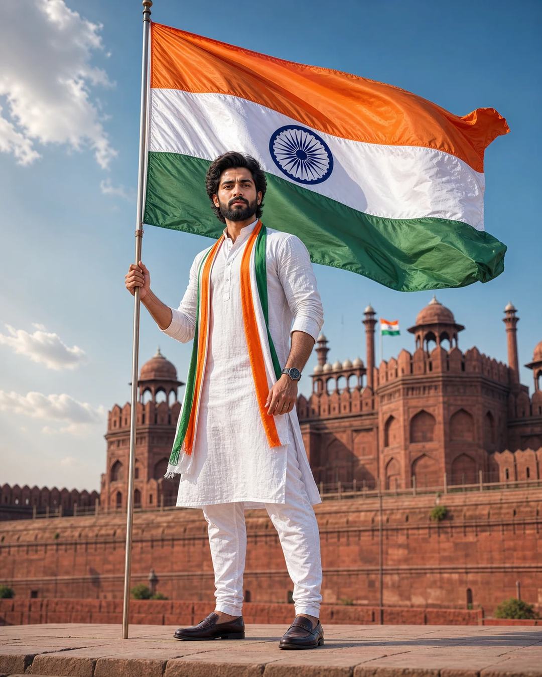 Red Fort Independence Day Heroic Portrait Prompt, image 4
