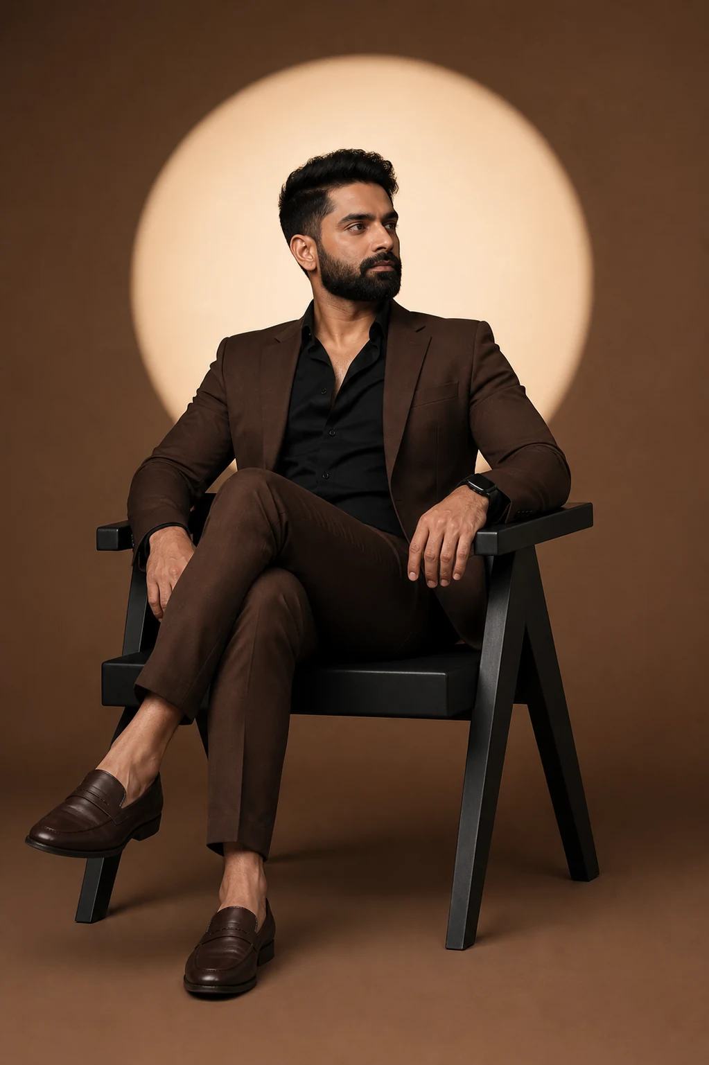 Monochrome Brown Luxury Studio Portrait Prompt, image 3