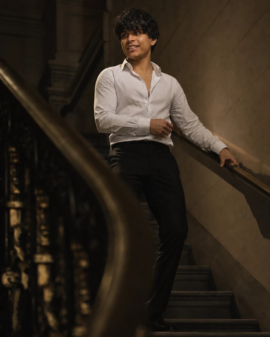 Grand Hotel Staircase Crime-Drama Portrait Prompt, image 2