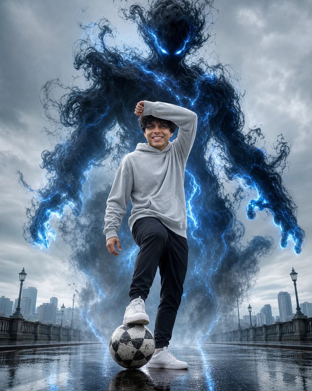 Blue Soccer Spirit Cinematic Sports Fantasy Prompt, image 2