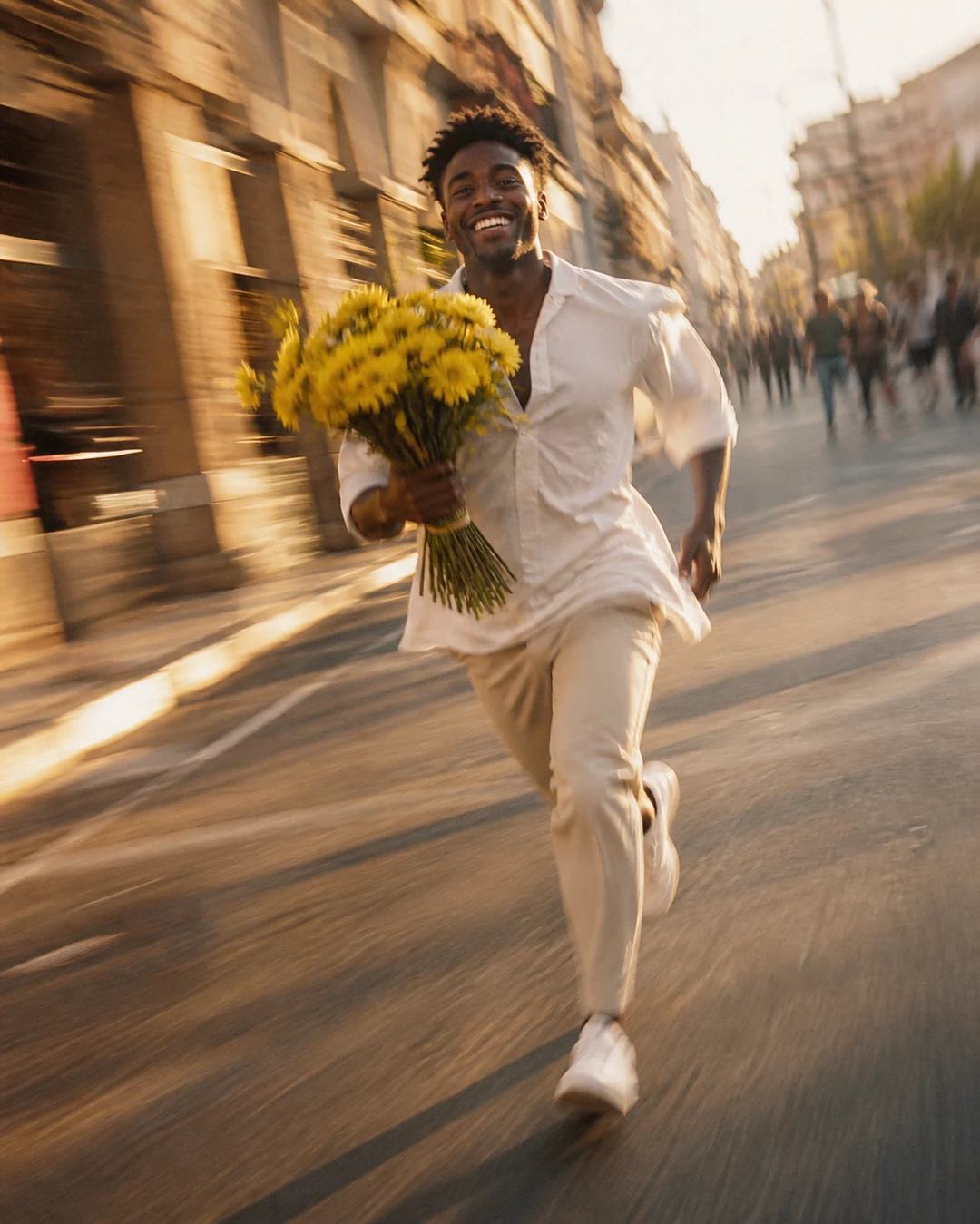 Motion Blur Flower Street Cinematic Portrait Prompt, image 3
