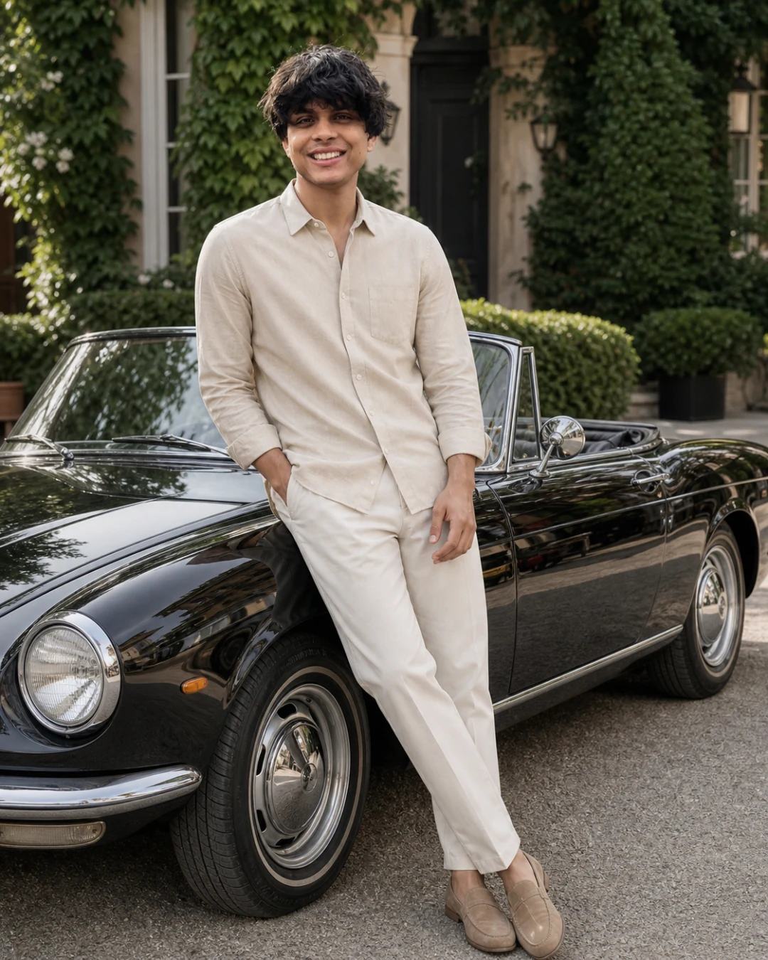 Beige Premium Shirt Fashion Campaign AI Prompt, image 1