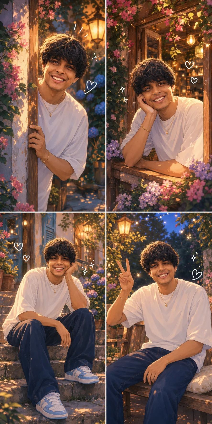 Soft Anime 4-Panel Collage Photo Editing Prompt — image 3
