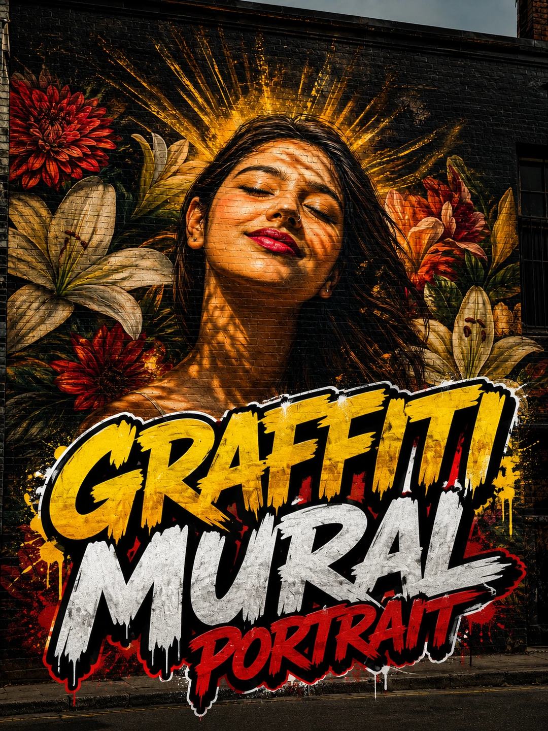 Graffiti Mural Portrait AI Photo Prompt for Gemini, image 1